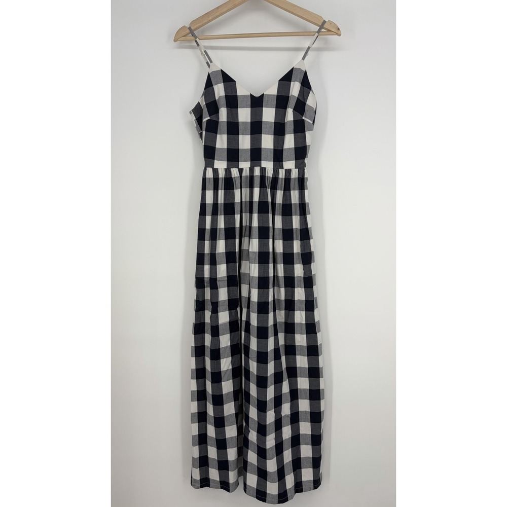 J.Crew Navy Buffalo Plaid Midi Dress 0 Nautical Boat Coastal Preppy Summer Fall - Picture 1 of 15